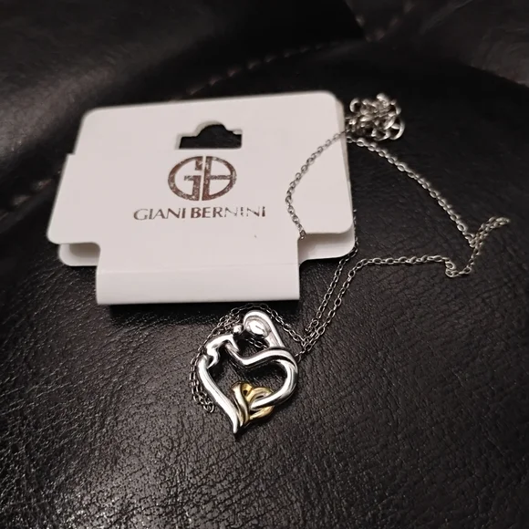 Giani Bernini Mother And Child Heart 925 Sterling Silver Pendant with Chain NWT - Picture 2 of 7